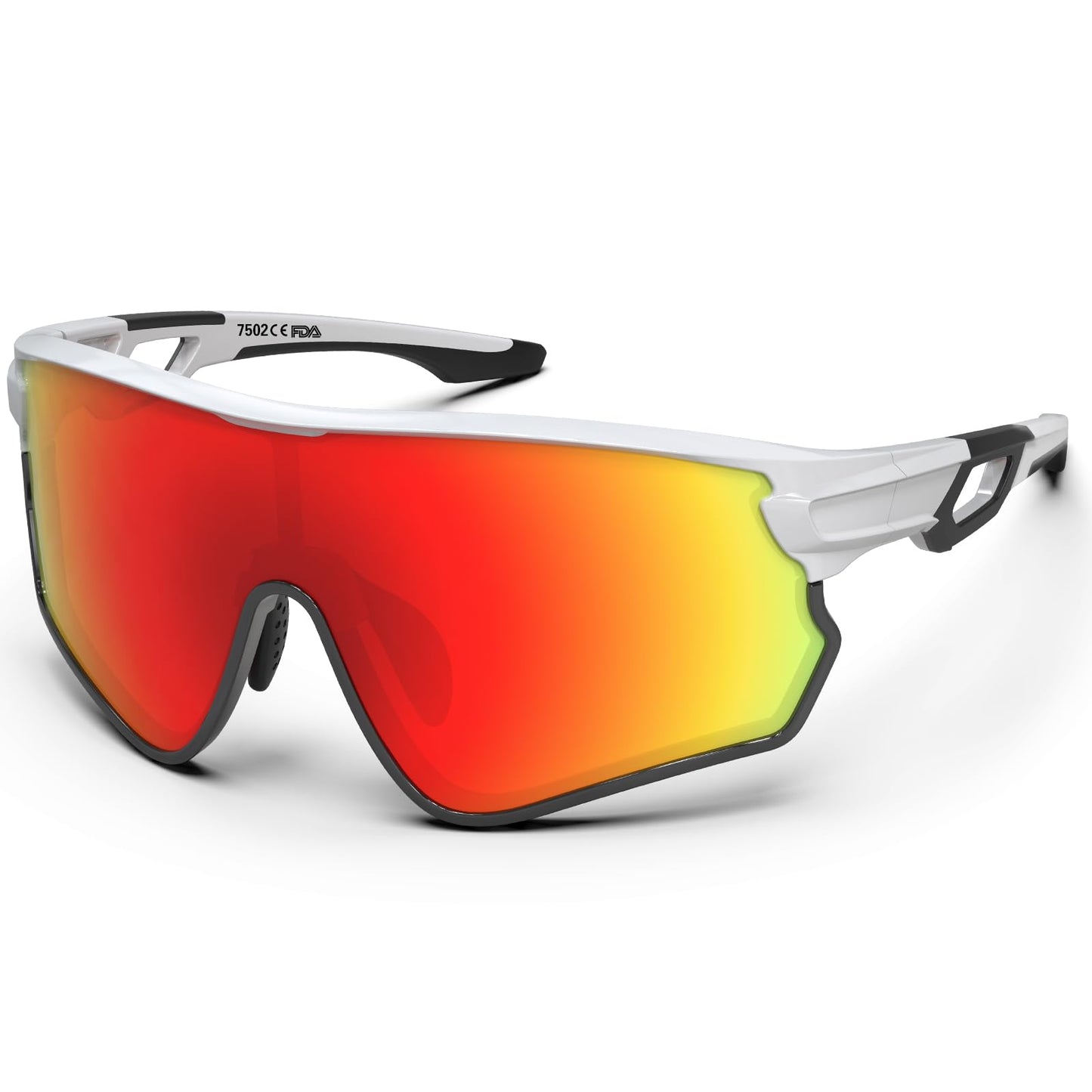 BEACOOL Polarized Sports Sunglasses for Men Women Running Baseball Cycling Driving Fishing Golf Motorcycle UV400 Sun Glasses (Full Frame, GlossyWhite Gradient Red)