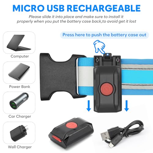Illumifun Royal Blue LED Running Belt - USB Rechargeable High-Visibility Waist Light for Night Running & Cycling