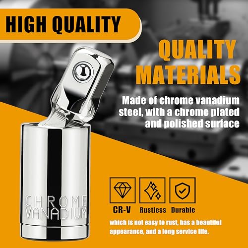 3PCS Universal Joint Socket Set, 1/4¡± 3/8¡± 1/2¡± Drive Swivel Socket Adapter Set, Premium Chrome Vanadium Steel Universal Joint Socket Adapter Suitable for Narrow Spaces- Tiosamd