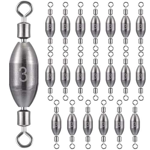 Brass Fishing Sinker Swivel Weights - 2/5 oz, 20 Pack