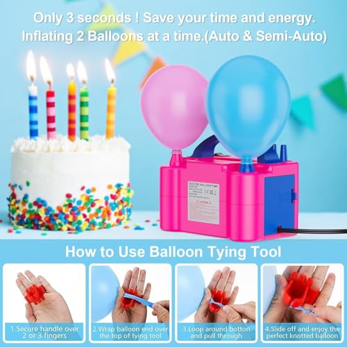 Electric Balloon Pump with Dual Nozzle & Tying Tools - 600W Inflator