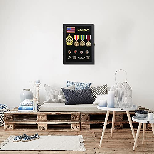 Pin Display Case for Badges and Medals - 14''x11'' Lockable Frame