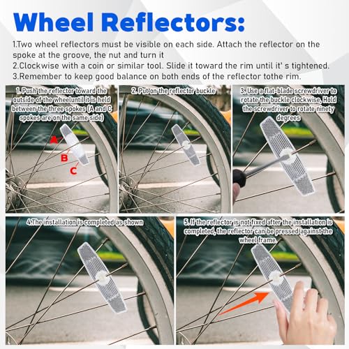 Bike Wheel Reflectors - 4 Pack Bicycle Spoke Safety Lights