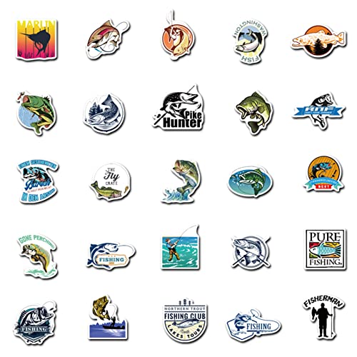 50 Waterproof Fishing Stickers - Vinyl Decals for Outdoor Adventure