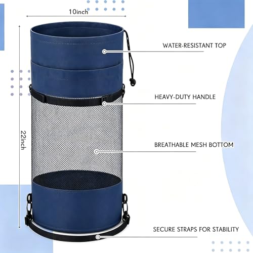 Gersoniel Navy Blue Collapsible Mesh Boat Trash Bag Garbage Can for Outdoor Activities
