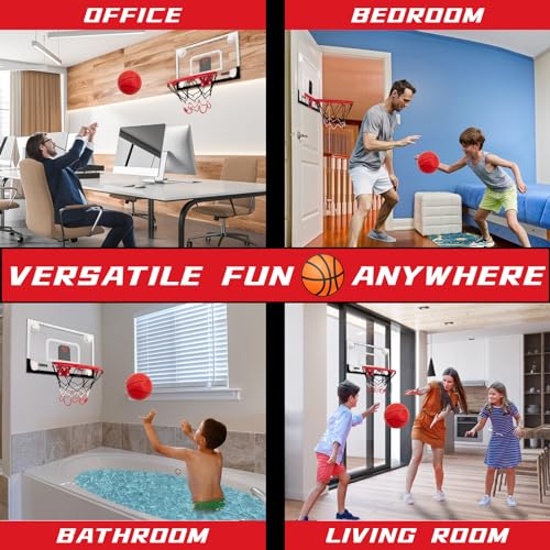 BOHEN Clear Mini Indoor Suction Cup Basketball Hoop with Scorer for Kids