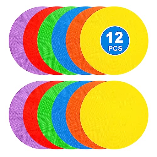 9-Inch Spot Markers Flat Field Cones - 12 Pack for Agility Training