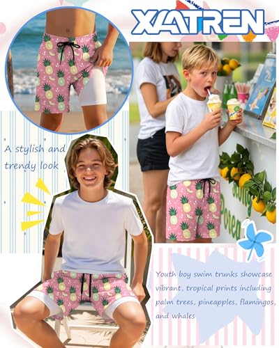 Boys Quick Dry Swim Trunks - Pink 11-12 Years