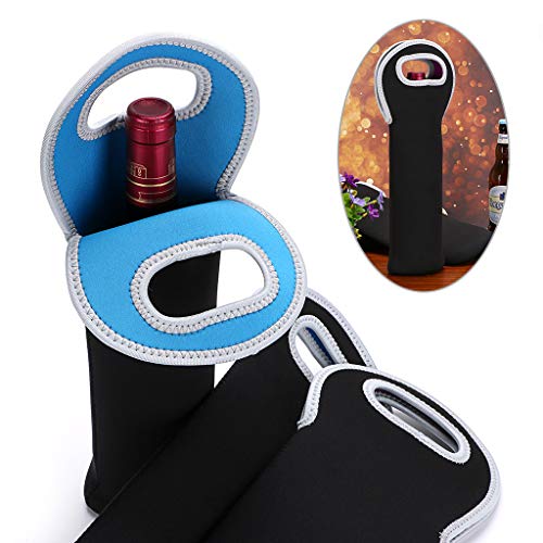 Insulated Neoprene Wine Carrier Tote Bag Set of 3 - Portable Bottle Holders
