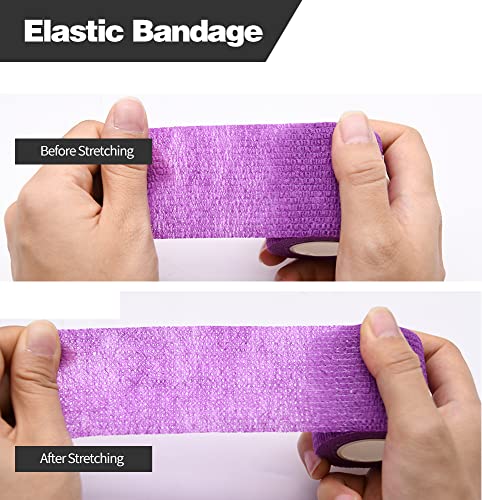 12 Pack Self Adhesive Bandage Wraps - 2 Inch, 5 Yards, Multicolor