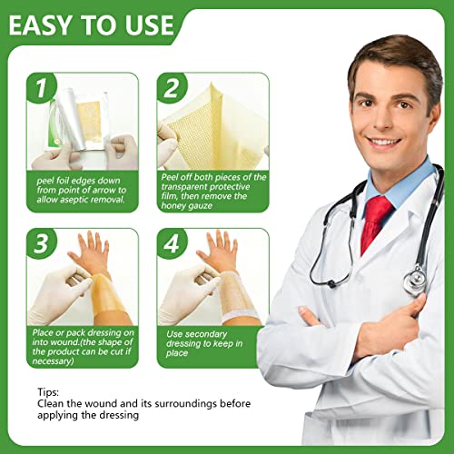 Kastormed 4x4 Inch Honey Gauze Dressing Pack of 10 - Manuka Medical Wound Care