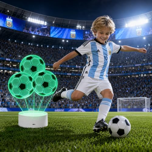 3D Illusion Soccer Night Light - 16 Colors, Remote Control