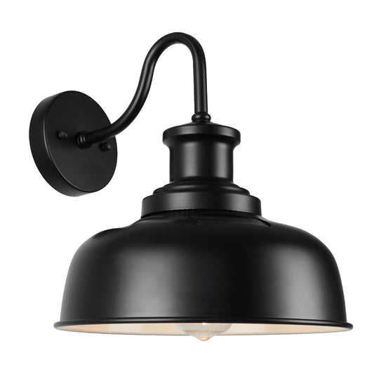 Diyel Solar Barn Light for Outside, Dusk to Dawn Gooseneck Outdoor Wall Lights Solar Powered, Farmhouse Exterior Wall Sconce, Industrial Outside Lighting Fixture, Rustic Lantern for Garage, Barn, Shed