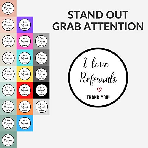I Love Referrals Stickers Roll - 1.5 Inch, 500pcs Waterproof Labels