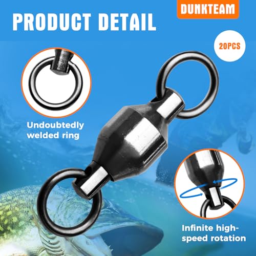 20PCS Stainless Steel Ball Bearing Fishing Swivels - High Strength