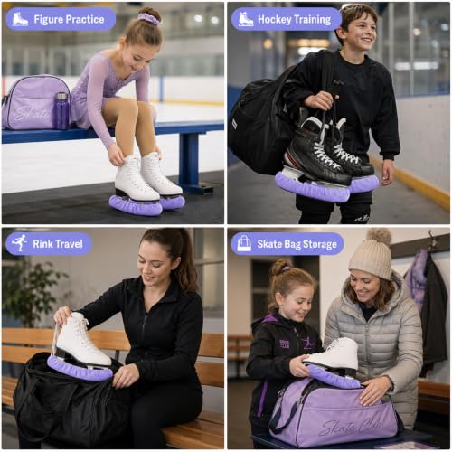 TUYUU Ice Skate Guards for Kids & Youth - Purple Small Blade Protectors