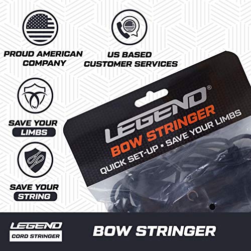 Bow Stringer Tool for Recurve & Longbows - Black Non-Slip Grip