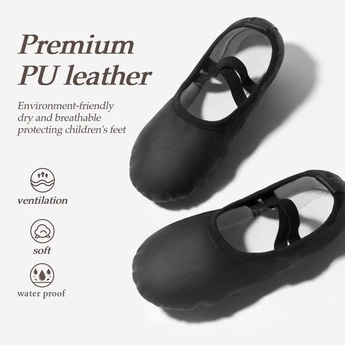 DyingSwan Toddler Ballet Shoes - Soft Leather No-Tie Dance Slippers for Girls | Sizes Toddler to Big Kid