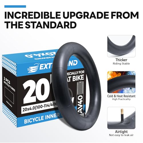 20x4.0 Fat Bike Inner Tubes with AV40 Schrader Valve - Heavy Duty, Pack of 2