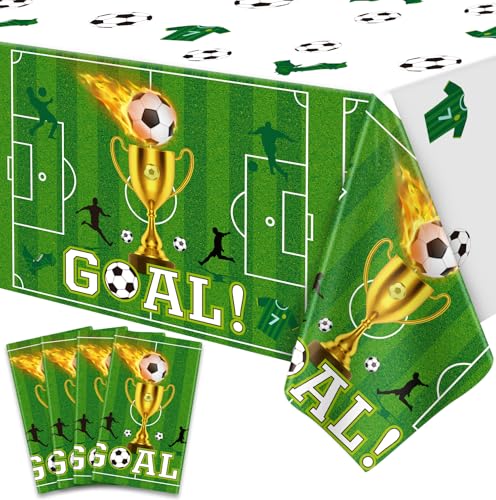 Soccer Party Tablecloths - 4 Pack Disposable Table Covers 51'' x 86''