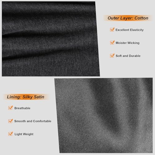 Satin Lined Turban Head Wraps for Men - 2 Pcs Black & Dark Gray
