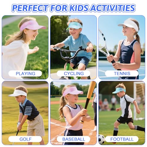 Kids Sun Visor Hats for Girls & Boys Pink Packable Cooling Stretchy Visor