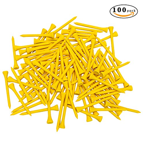 Natural Wood Golf Tees Pack of 100 - Yellow 3-1/4 Inch