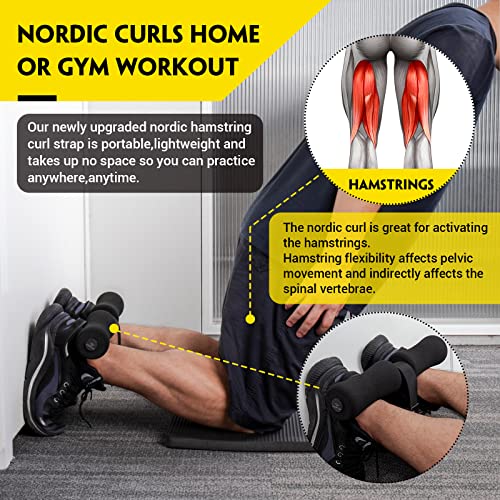 Nordic Hamstring Curl Strap with Pad - Yellow, Holds 420 lbs