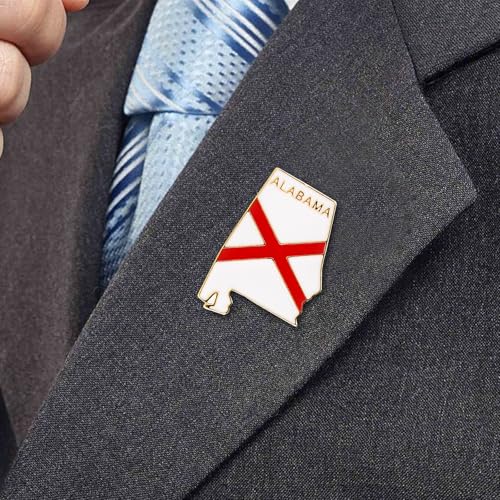 Alabama State Shaped Map Enamel Lapel Pin - Metal Brooch