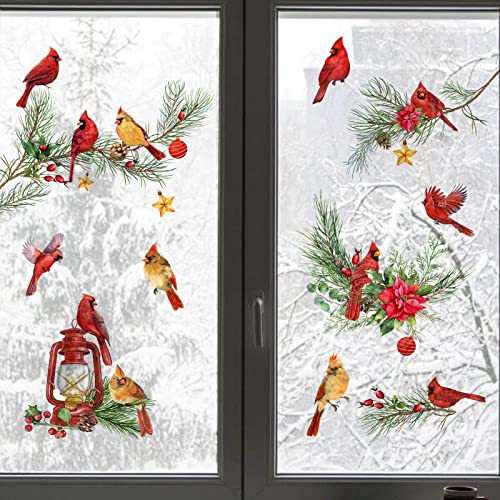 Winter Cardinal Window Clings - 9 Sheets Double-Sided Glass Decals