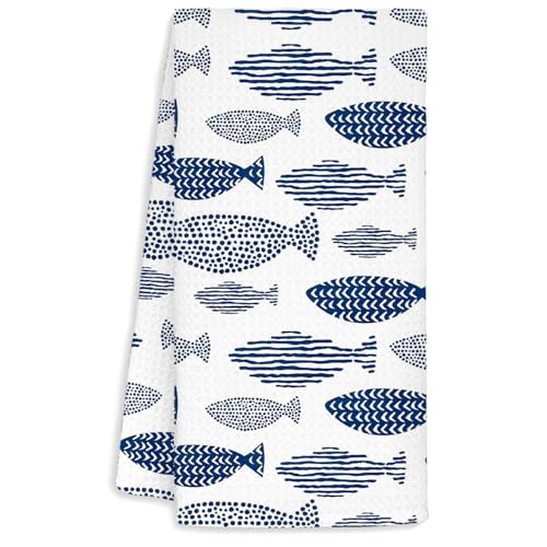 Coastal Ocean Fish Kitchen Hand Towel - 16x24 Inch - Ocean4