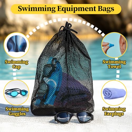10-Pack Mesh Drawstring Storage Bags - Lightweight Durable Nylon Net Sacks