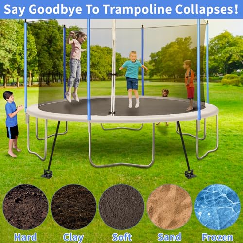 Junware 25-Inch Multi-Purpose Ground Anchor Kit for Sheds, Trampolines & Heavy Outdoor Structures - Black / 4 Pack