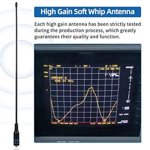Dual Band VHF/UHF Ham Radio Antenna - 15.15 Inch SMA-Female Soft Whip - 2 Pack