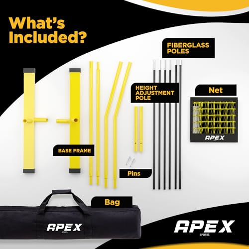 Volleyball Net Training - 12' Wide, Adjustable Height 7.4' to 8' - Portable with Carry Bag