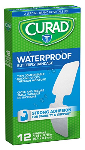Waterproof Butterfly Adhesive Bandages for Wound Care - 12 Count