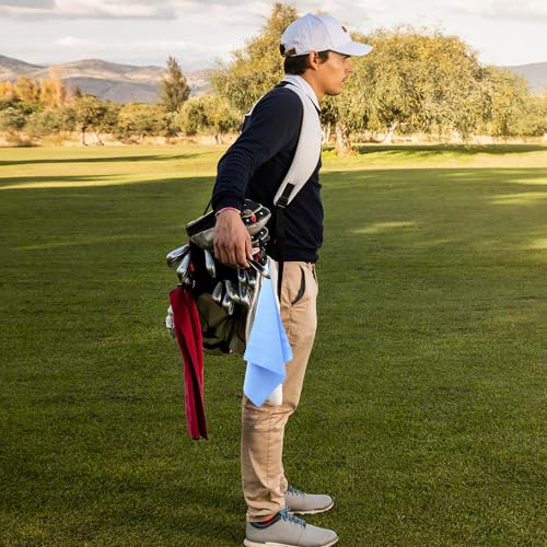 Microfiber Golf Bag Towels - 6 Pack, 16" x 16", Gray/Blue/Red