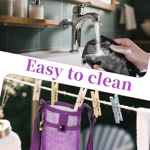 2 PCS Mesh Water Bottle Carrier with Adjustable Strap - Black & Purple