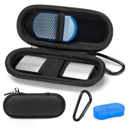 KardiaMobile EKG Monitor Case - Hard Travel Case with Pill Box & Carabiner Clip - Black