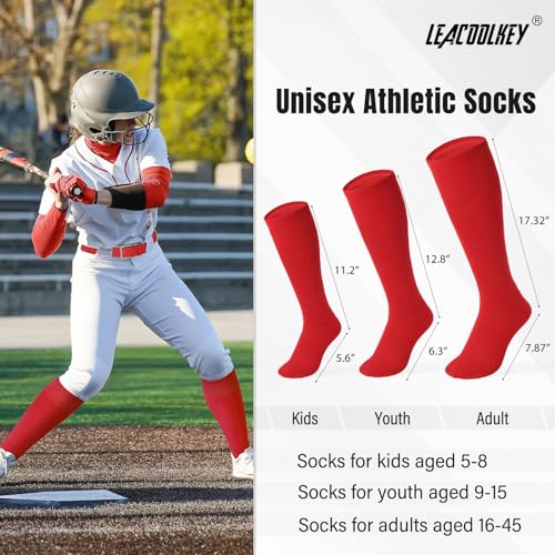 LEACOOLKEY Baseball Belt and Socks Combo Set F-red Adult – Adjustable softball belt & socks