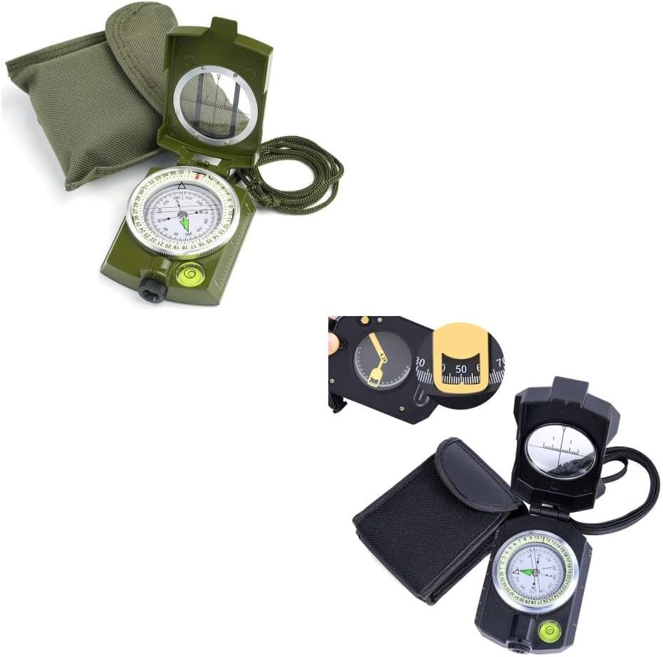 Sportneer Multifunctional Compass - Army Green & Black with Inclinometer for Camping & Hiking