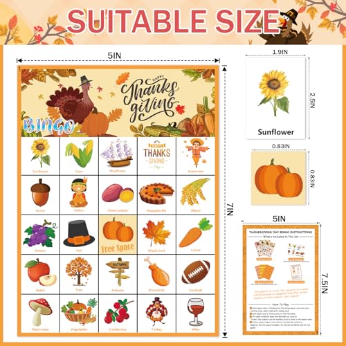 Thanksgiving Bingo Game Cards - 46 Pieces for 30 Players