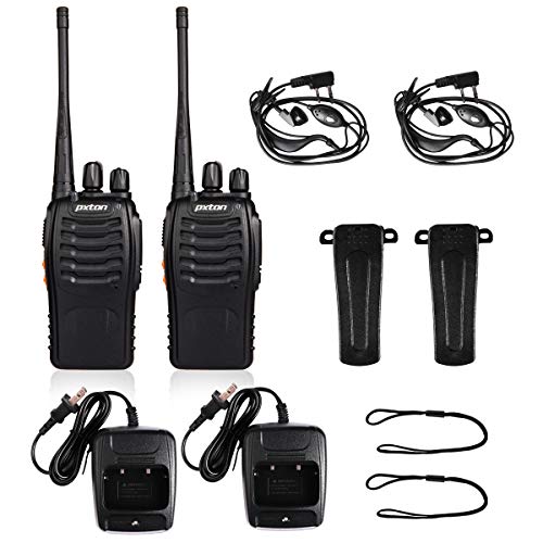 Rechargeable Long Range Walkie Talkies with Earpieces - 2 Pack