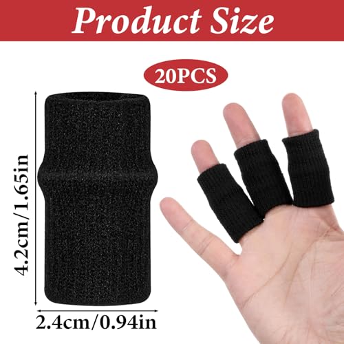 20 PCS Black Finger Sleeves - Compression Support for Sports