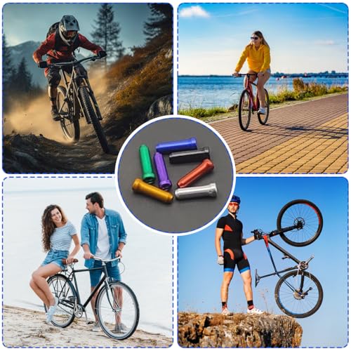 100 Pcs Aluminum Bike Cable End Caps - 7 Colors