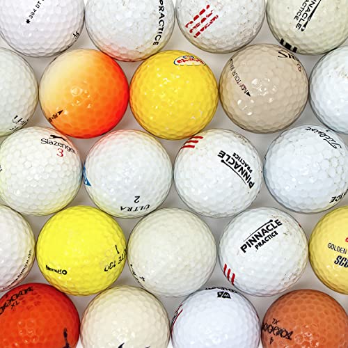 Bastex 50 Mix Hit-Away Recycled Golf Balls with Mesh Carry Bag – Practice/Range
