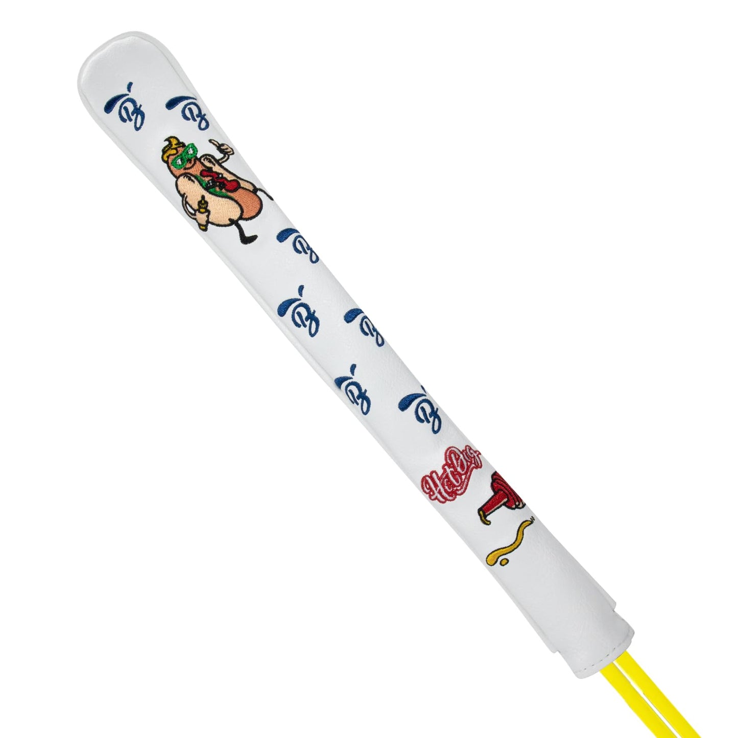 BAIRBRE Golf Alignment Stick Cover Hot Dog Design Premium Leather Golf Cover for Alignment Stick Holds 2 Sticks, White