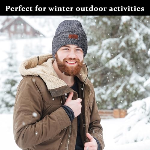 Mens Initial Beanie - Knitted Winter Skull Cap - CA River Plate Black/White