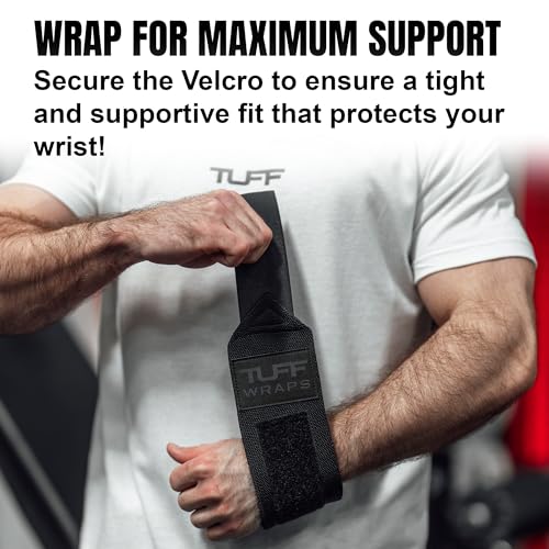 Wrist Wraps for Weightlifting - No Thumb Loops, Black/Black