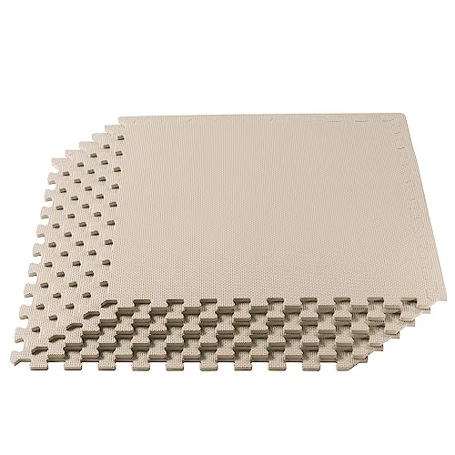 Multipurpose EVA Foam Exercise Floor Mat - Sand - 12 Tiles